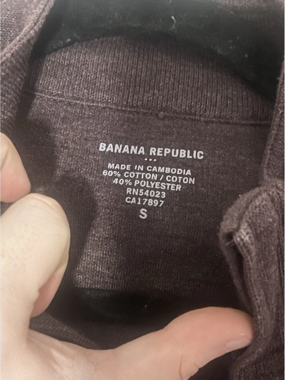 Banana Republic Men’s Quarter Button Sweater, Brown, Size Small